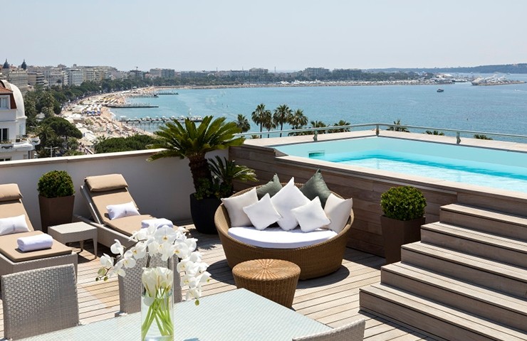 Hôtel Barrière Cannes - Le Majestic - Suite Majestic - Terrasse - Piscine - Vue Mer